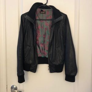 Leather bomber jacket